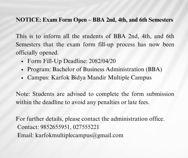 Exam Form Open